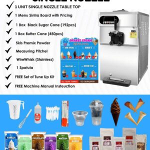 Starter Pack Single Nozzle Soft Serve Ice Cream Business Package-₱60,000